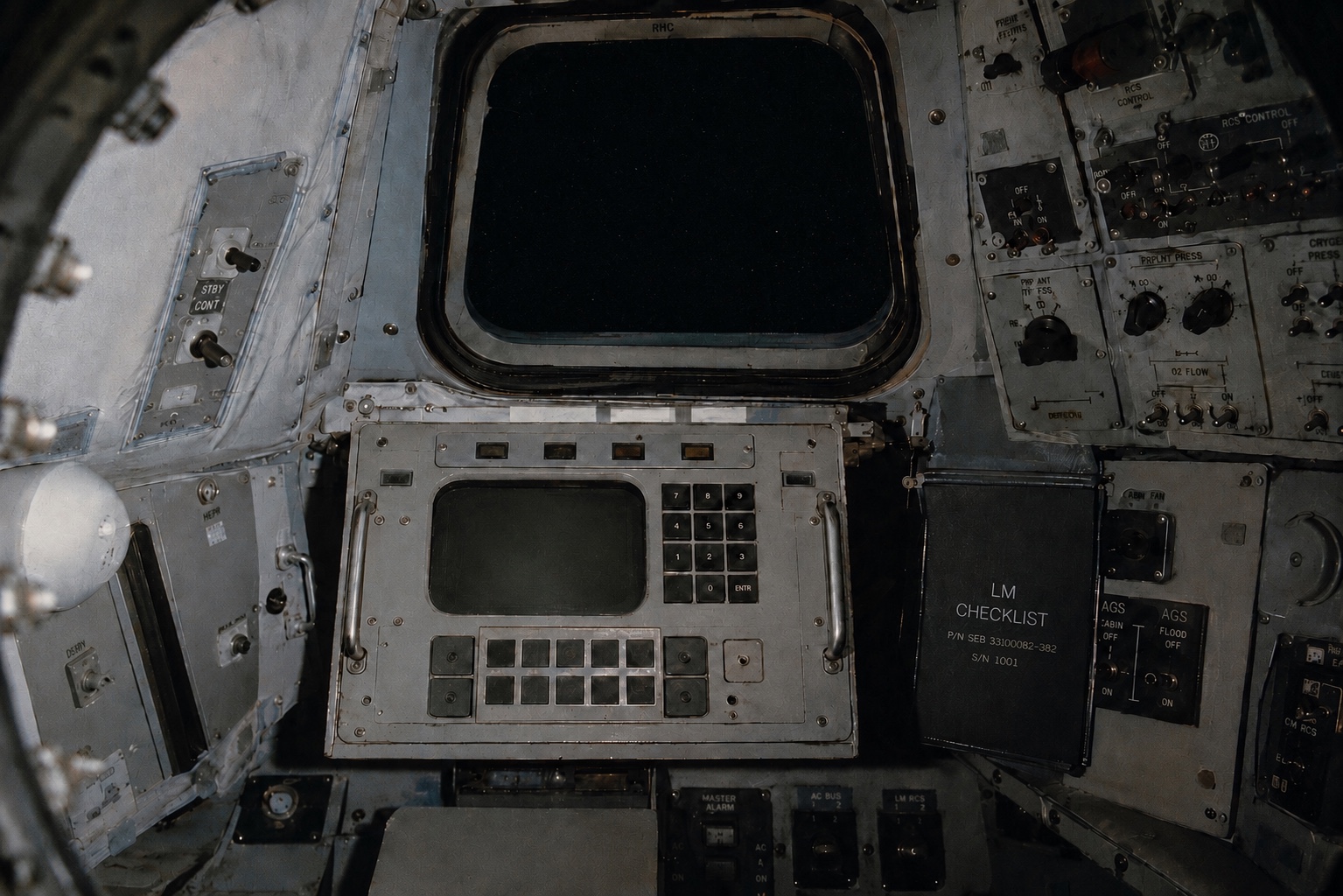 Spacecraft cabin: window above the guidance computer